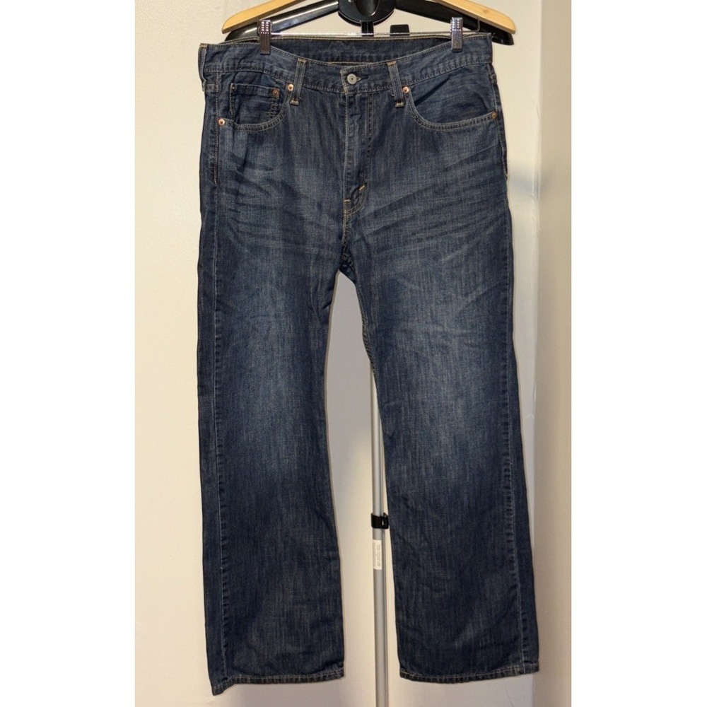 Levi's 527 Jeans Men's 36x30 Blue Medium Wash Faded‎ Low Boot Cut Slim Fit Denim